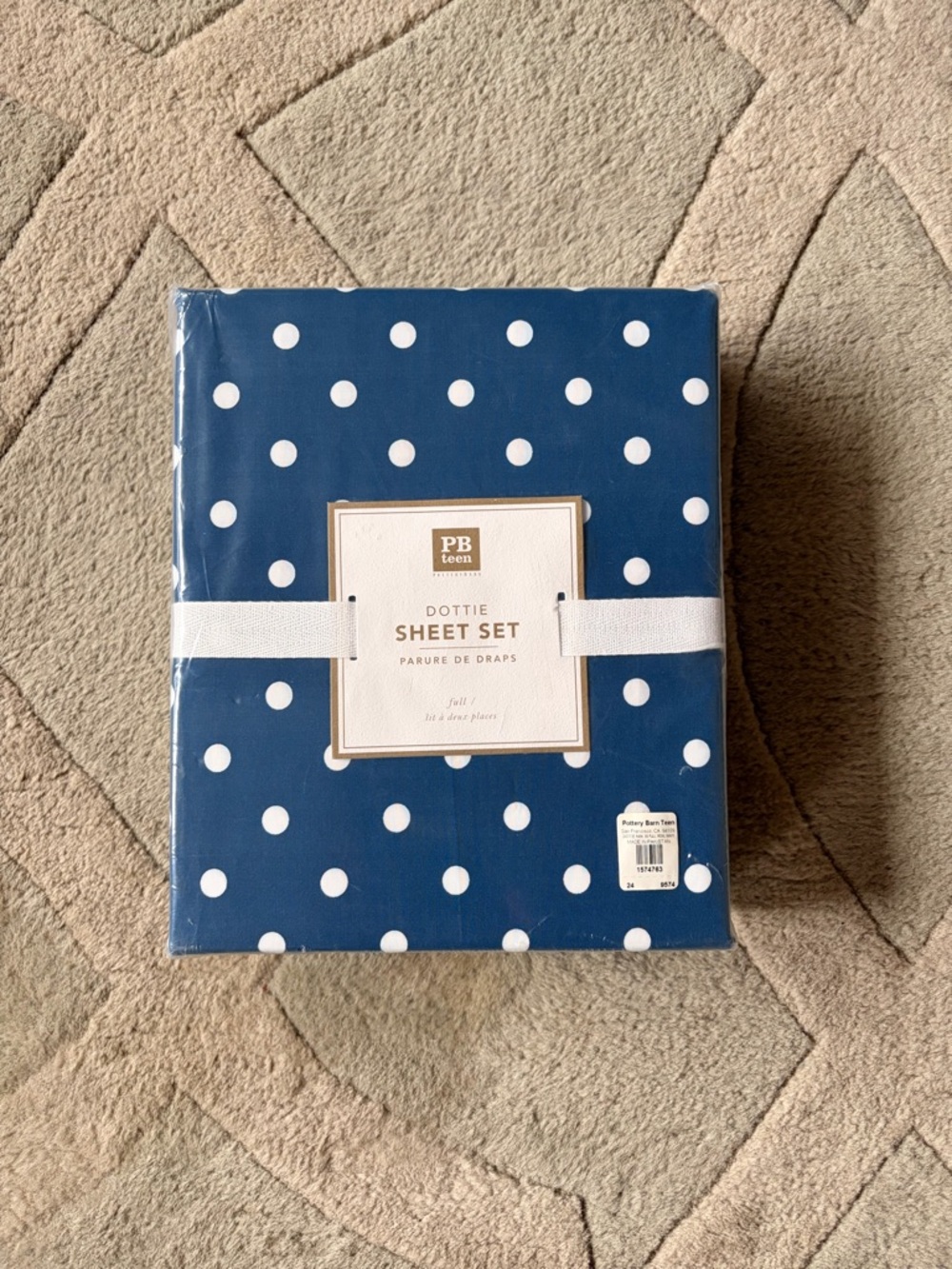 Pottery Barn PBteen Dottie Sheet Set - Navy with White Polka Dots NWT